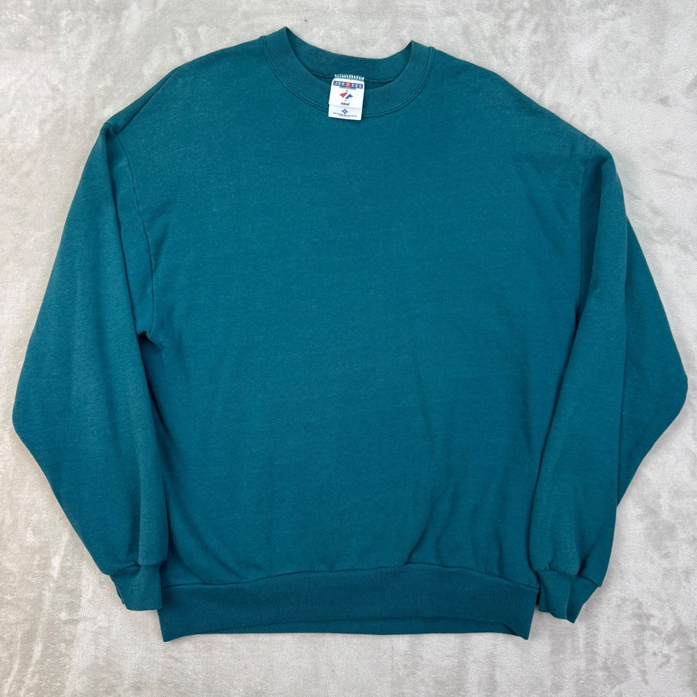 Jerzees Sweatshirt Mens XL Teal Boxy Pullover 90s Blank Basic USA Made